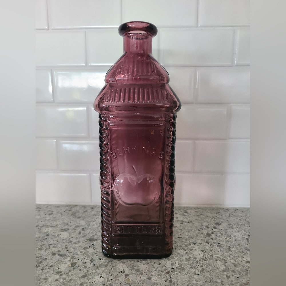 Phil A Berrings Apple Bitters 1970s Wheaton Glass Apothecary Purple Glass